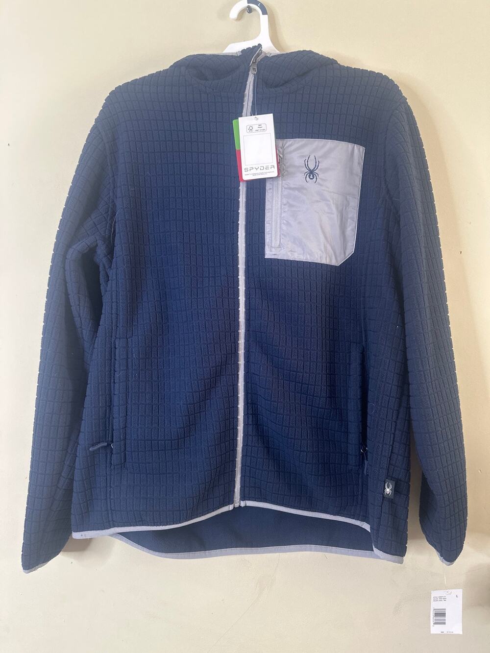 Spyder grid fleece full-zip hooded jacket L 15